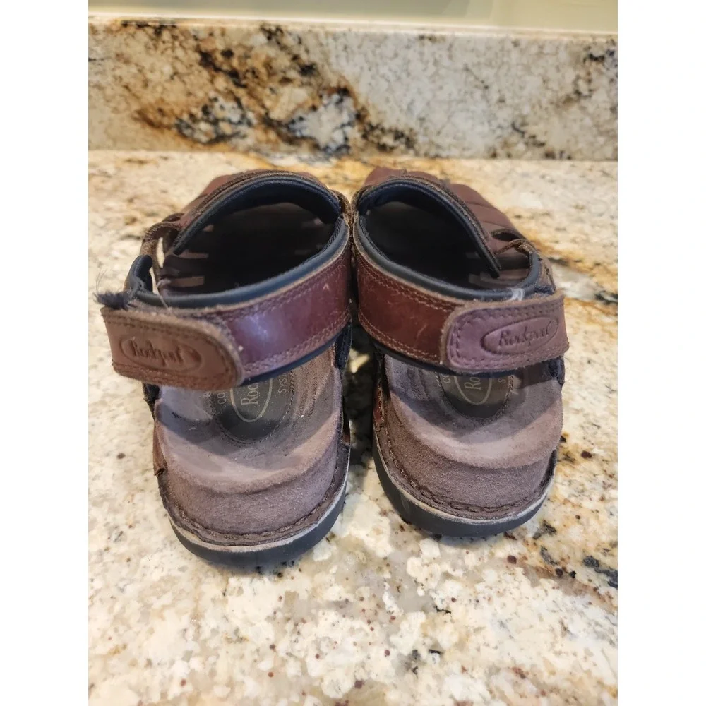 Rockport Mens Fisherman Leather Sandal 12M Brown Adjustable Chunky EUC
